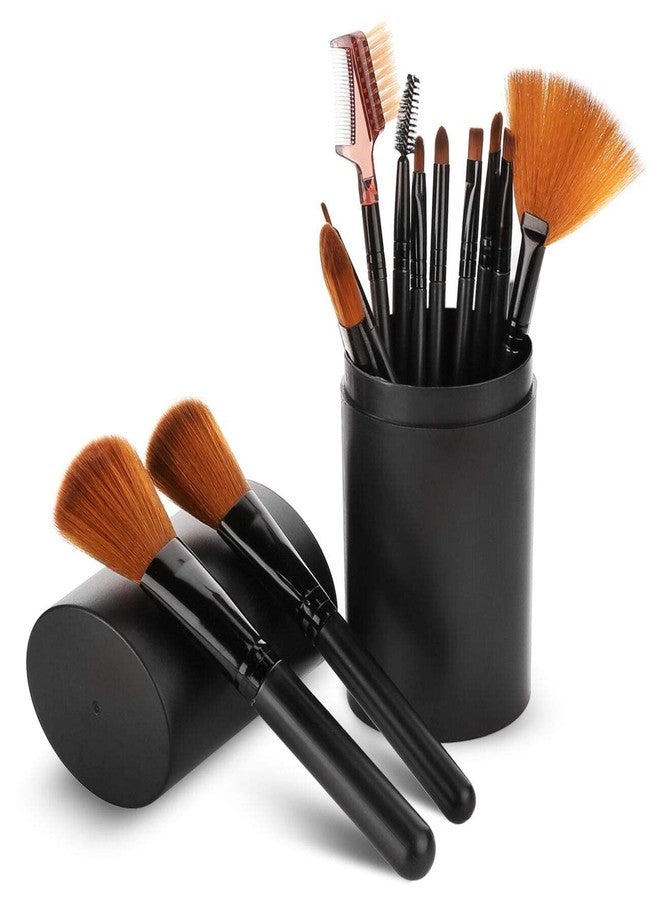 SUNISA Black Soft Synthetic Bristle Makeup Brushes Set of 12 with Storage Box - (Pack of 13) - Image 1