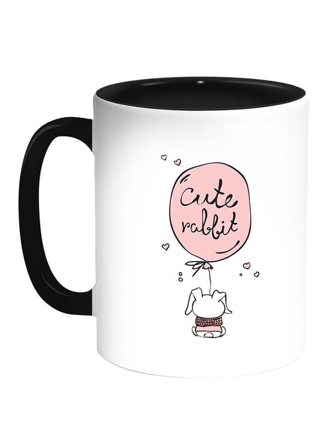 RKN Cartoon Drawings - Rabbits Printed Coffee Mug White/Black 11ounce - Image 2