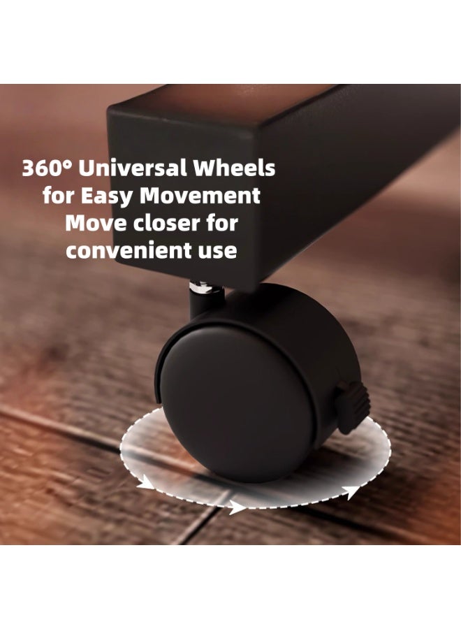 Adjustable Overbed Laptop Table with Wheels Tilting Wooden Desktop Height Adjustable Bedside Desk 70x40 cm Brown - Image 4