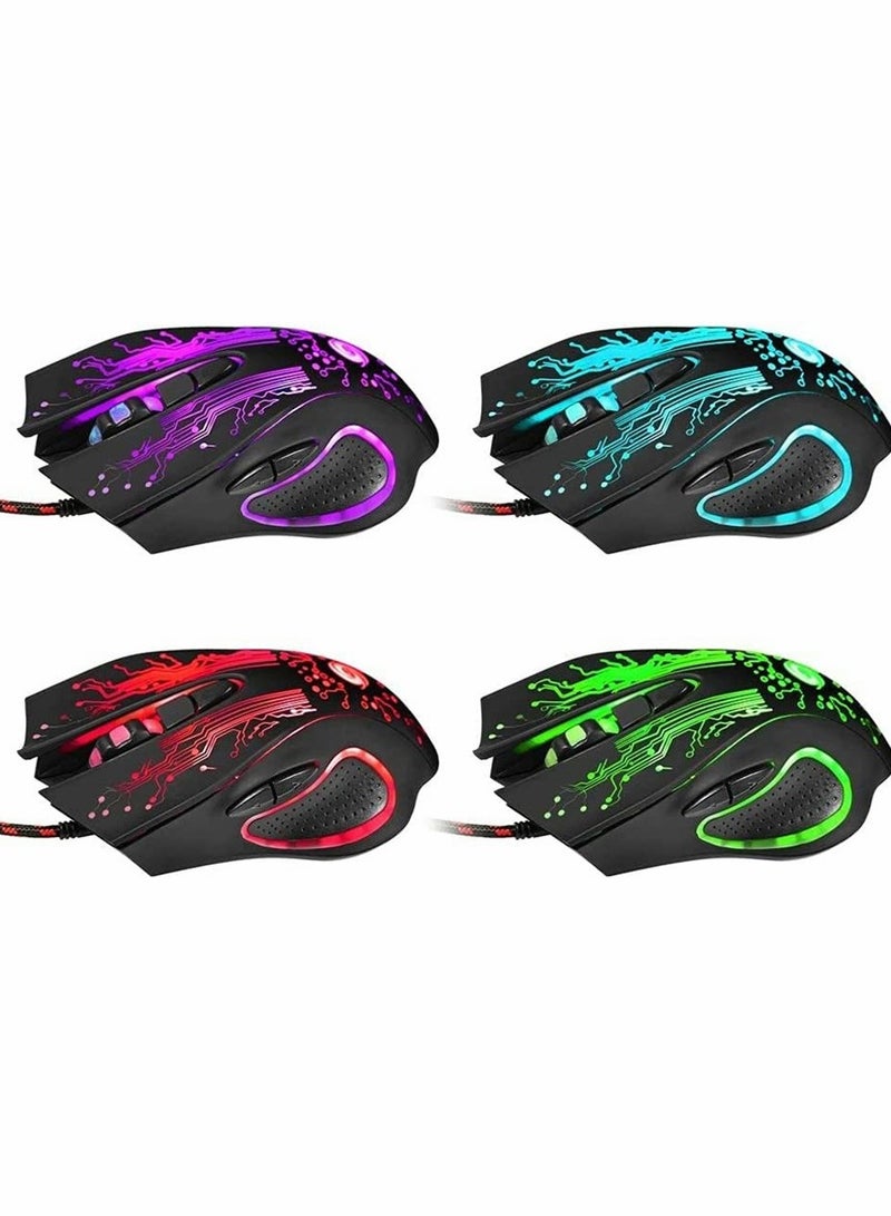 Gaming Mice, Computer Gaming Mouse Wired Manipulator Gaming Mouse Glare USB Wired Gaming Mouse Adjustable 7 ons LED Backlit Professional Gamer Mice Ergonomic, for PC Laptop (Black Seven Colors) - Image 4