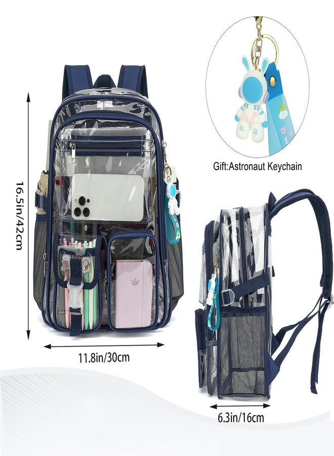 Kouxunt Clear Backpack Heavy Duty Transparent Backpacks Stadium Approved for School Work Sport Travel - Image 5