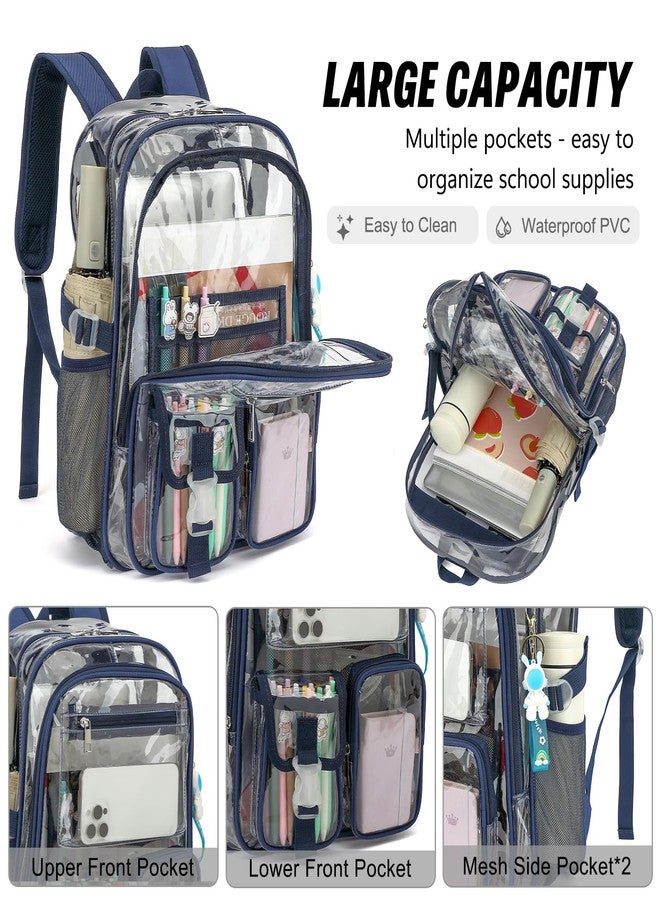 Kouxunt Clear Backpack Heavy Duty Transparent Backpacks Stadium Approved for School Work Sport Travel - Image 3