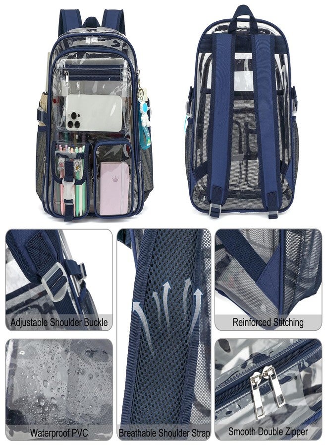 Kouxunt Clear Backpack Heavy Duty Transparent Backpacks Stadium Approved for School Work Sport Travel - Image 4