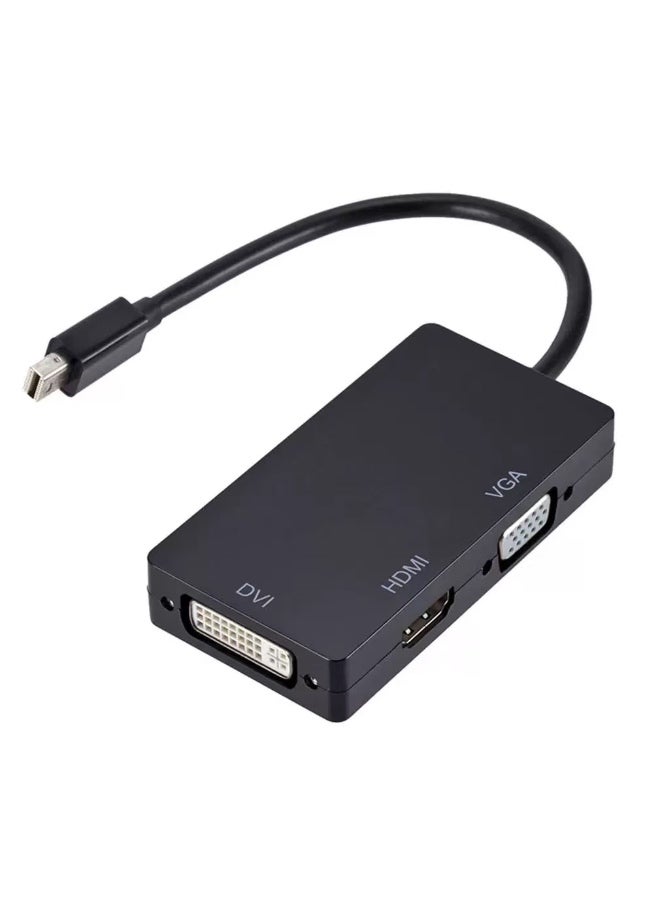 1080P Mini Display Port Dp to Hdmi Dvi Vga Adapter Three-in-One Thunderbolt Converter Black - Image 2