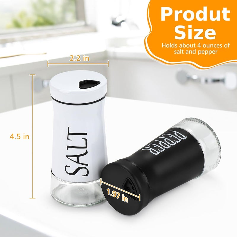 accmor Salt and Pepper Shakers with Adjustable Pour Hole, Stainless Steel Salt Pepper Shaker Dispenser with Glass Bottom for Kitchen Cooking, RV, Camp, BBQ - Image 2
