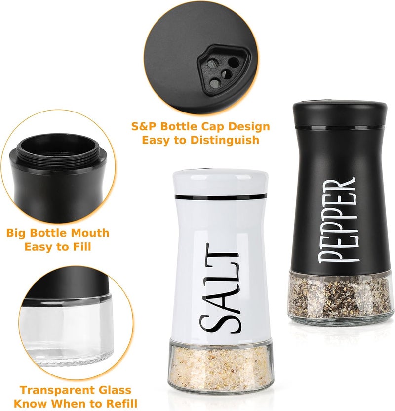 accmor Salt and Pepper Shakers with Adjustable Pour Hole, Stainless Steel Salt Pepper Shaker Dispenser with Glass Bottom for Kitchen Cooking, RV, Camp, BBQ - Image 3