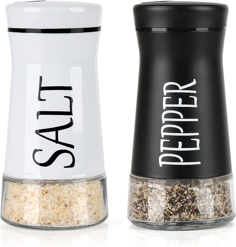 accmor Salt and Pepper Shakers with Adjustable Pour Hole, Stainless Steel Salt Pepper Shaker Dispenser with Glass Bottom for Kitchen Cooking, RV, Camp, BBQ - Image 1