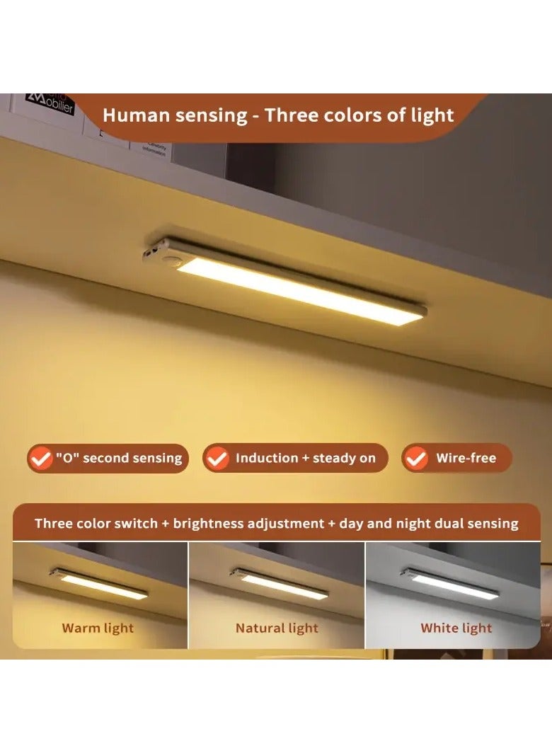 إسكدنيا 1 قطعة سطوع قابلة للشحن قابل للتعديل ثلاثة ألوان خفيفة مستشعر جسم الإنسان ضوء LED رفيع للغاية ذكي جسم الإنسان التعريفي 3 ألوان ضوء عداد الإضاءة المغناطيسي ذاتية اللصق ضوء الليل - Image 3