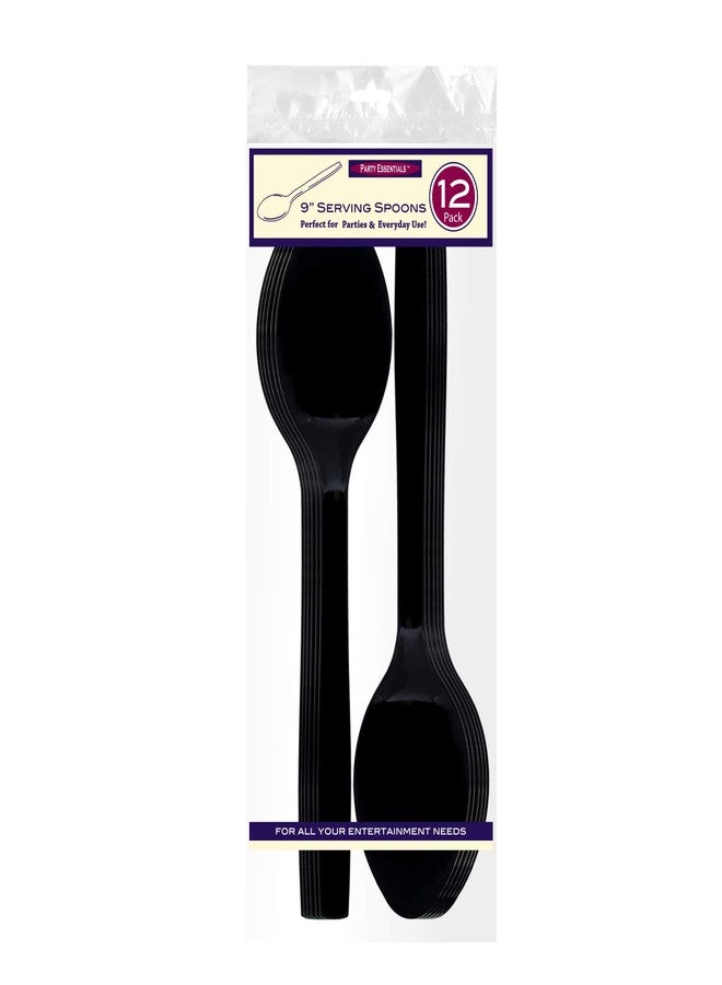 Party Essentials Hard Plastic 9" Serving Spoons, Black, 12 Count - Image 5