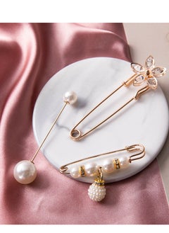 EHOME 5 Pcs Fashion Pearl Brooch,Sweater Shawl Clip Double Faux Pearl Brooches Waist Pants Extender Safety Pins  - Image 5