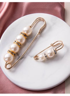 EHOME 5 Pcs Fashion Pearl Brooch,Sweater Shawl Clip Double Faux Pearl Brooches Waist Pants Extender Safety Pins  - Image 4