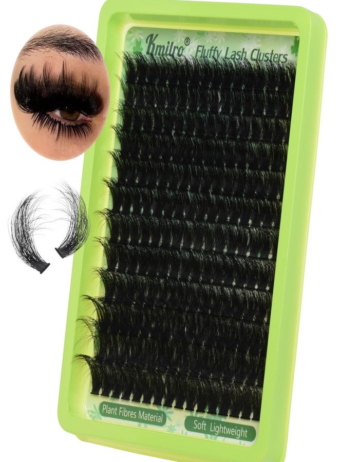 Kmilro Thick Lash Clusters 14-24mm Long 240D Fluffy Cluster Eyelash Extensions Waterproof D Curl Volume Eyelash Clusters 192Pcs Individual Lashes Soft Wispy False Eyelashes DIY Lash Extension - Image 1