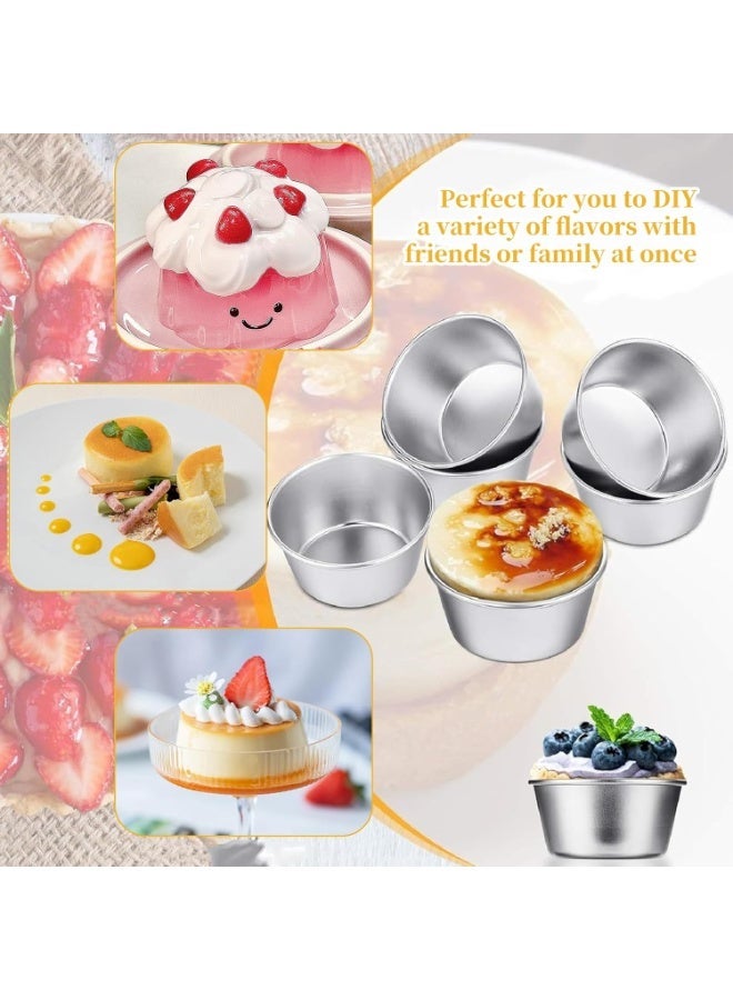 10 Pcs Aluminum Mold Cup, Egg Tart Molds, Individual Molds, Aluminium Pudding Cup, Chocolate Molten Mould, Raspberry Souffle Baking Maker, Brownie Tumbler for Pie, Egg Tart, Cake (2.63"x 1.3") - Image 2