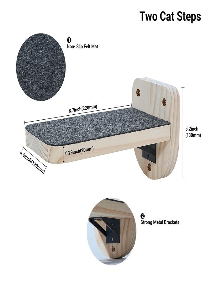 Purife Corner Shelf for Indoor Cat, Cat Wall Corner Perch with 2 Climbing Steps, Wall Mounted Cat Bed, Wall Cat Floating Shelves Cat Wall Furniture Set, Cat Scratching Post - Image 4