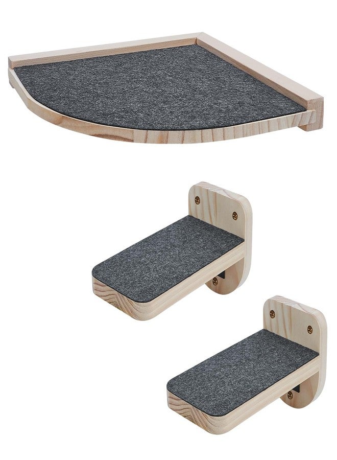 Purife Corner Shelf for Indoor Cat, Cat Wall Corner Perch with 2 Climbing Steps, Wall Mounted Cat Bed, Wall Cat Floating Shelves Cat Wall Furniture Set, Cat Scratching Post - Image 2