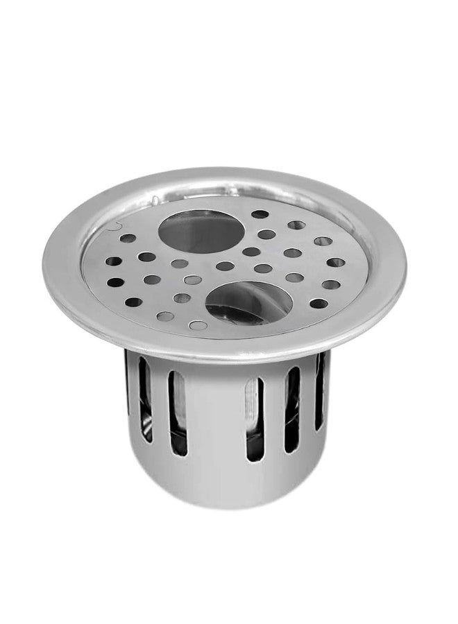 Bath Bliss BATHBLISS Stainless Steel 5" Holly Round Double Hole with Anti-Cockroach Water Drain Lock Jali for Bathroom & Kitchen (Pack of 1) - Image 1