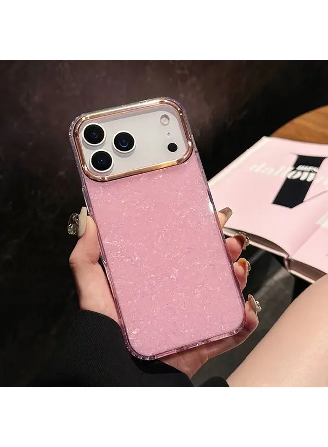 حالة هاتف بإطار مطلي بالكهرباء بقشرة ليزرية لامعة وردية اللون متوافقة مع حماية عدسة iPhone 16 Pro - Image 3