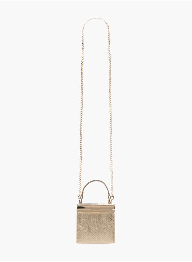 Flora Bella By Shoexpress Women Textured Crossbody Bag with Detachable Strap and Clasp Closure  - Image 2