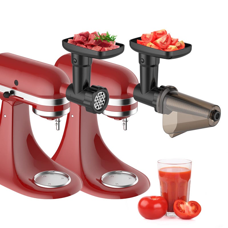 Fruit Vegetable Strainer Attachment Set for Kitchenaid Stand Mixer Includes Food Grinder Attachment with Sausage Stuffer Tubes and Juicer Auger Meat Grinder Attachment for Kitchenaid by InnoMoon