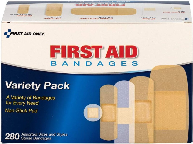 First Aid Only Sheer & Clear Bandage Variety Pack, Assorted Sizes, 280 Count