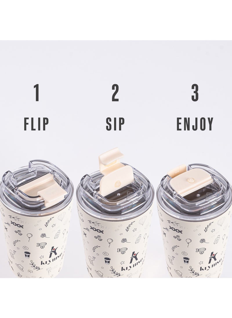 KRYMSO KRYMSO, 360ml Travel Coffee Mug, Stainless Steel Coffee Mug Insulated Tumbler, Thermos Flask, Double Wall Thermal Coffee Cup, Travel Mug with Leakproof Lid  - Image 4