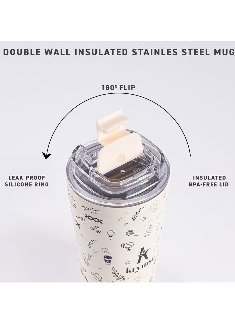 KRYMSO KRYMSO, 360ml Travel Coffee Mug, Stainless Steel Coffee Mug Insulated Tumbler, Thermos Flask, Double Wall Thermal Coffee Cup, Travel Mug with Leakproof Lid  - Image 2