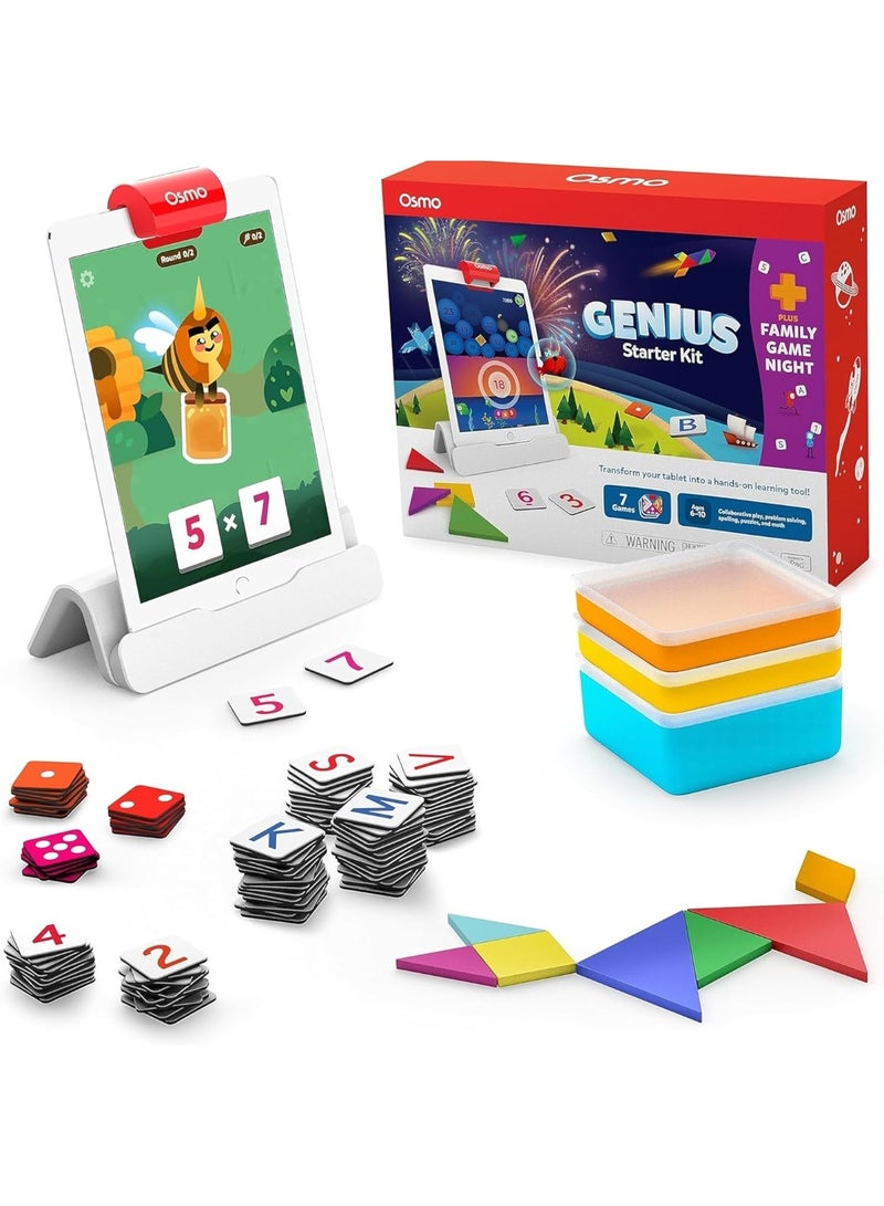 أوسمو مجموعة Osmo Genius للمبتدئين للأطفال من عمر 6 إلى 10 سنوات | 7 ألعاب تعليمية | متوافقة مع iPad | نظام تعليمي STEM | قاعدة متضمنة (7 ألعاب لجهاز iPad) - Image 1