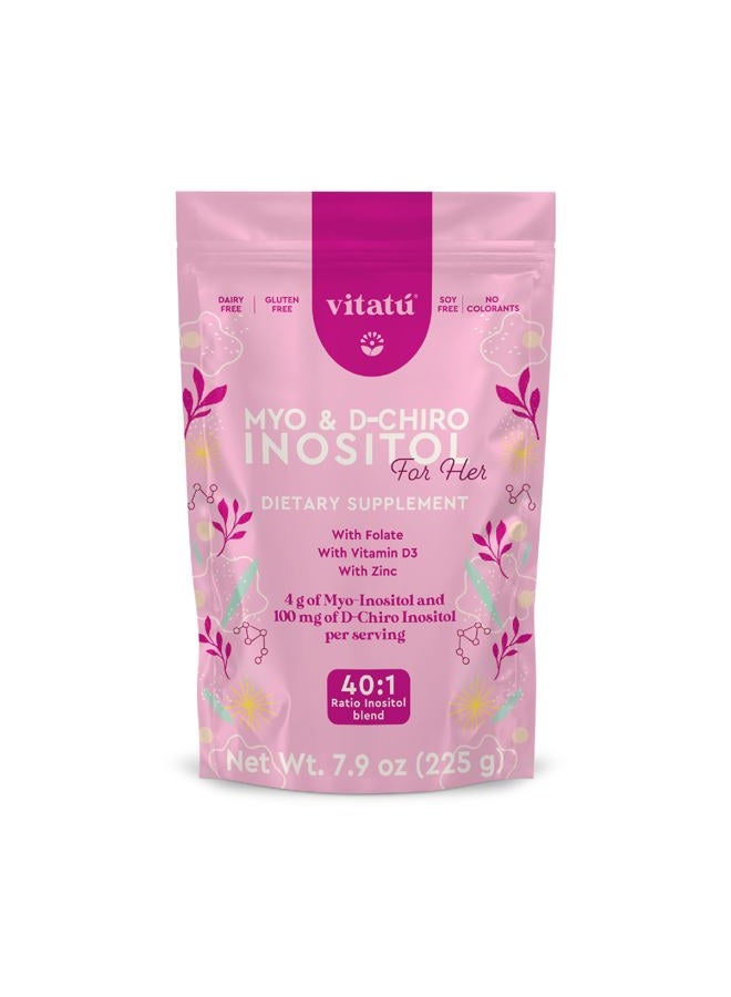 Vitatú Myo Inositol & D-Chiro Inositol Ideal Blend 40:1 with Folate + Vitamin D3 + Zinc, Food Supplement Powder for Women (225g each), 45 Days Lasting - Image 1