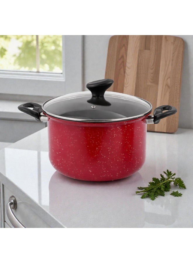 Bister 7-Piece Carbon Steel Cookware Set with Granite Non-Stick Coating, Red - Image 5