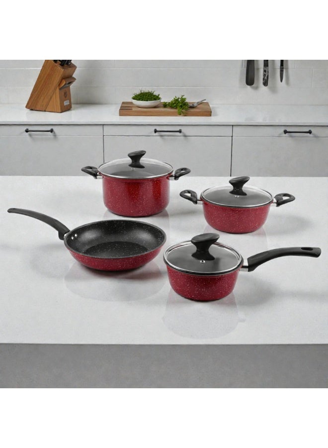 Bister 7-Piece Carbon Steel Cookware Set with Granite Non-Stick Coating, Red - Image 3