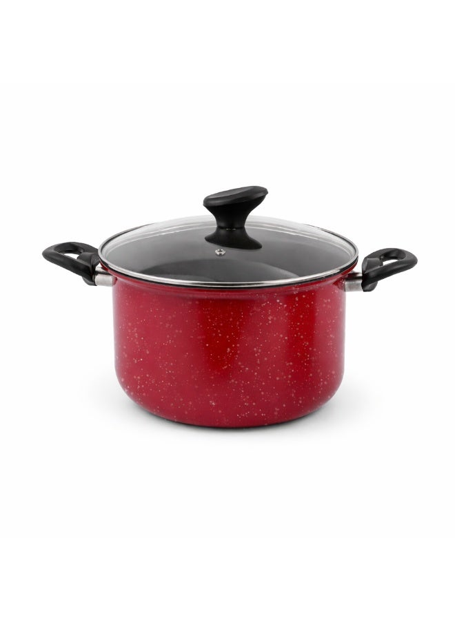 Bister 7-Piece Carbon Steel Cookware Set with Granite Non-Stick Coating, Red - Image 2