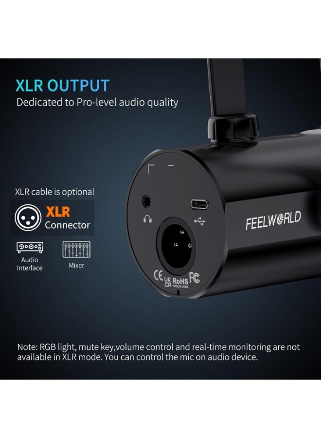 فيل وورلد ميكروفون فيلوورلد PM1 ديناميكي كارديويد XLR USB مع ذراع حامل للتسجيل والبودكاست والبث الصوتي والغناء والألعاب - Image 4