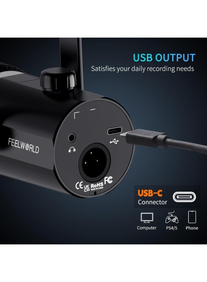 فيل وورلد ميكروفون فيلوورلد PM1 ديناميكي كارديويد XLR USB مع ذراع حامل للتسجيل والبودكاست والبث الصوتي والغناء والألعاب - Image 2