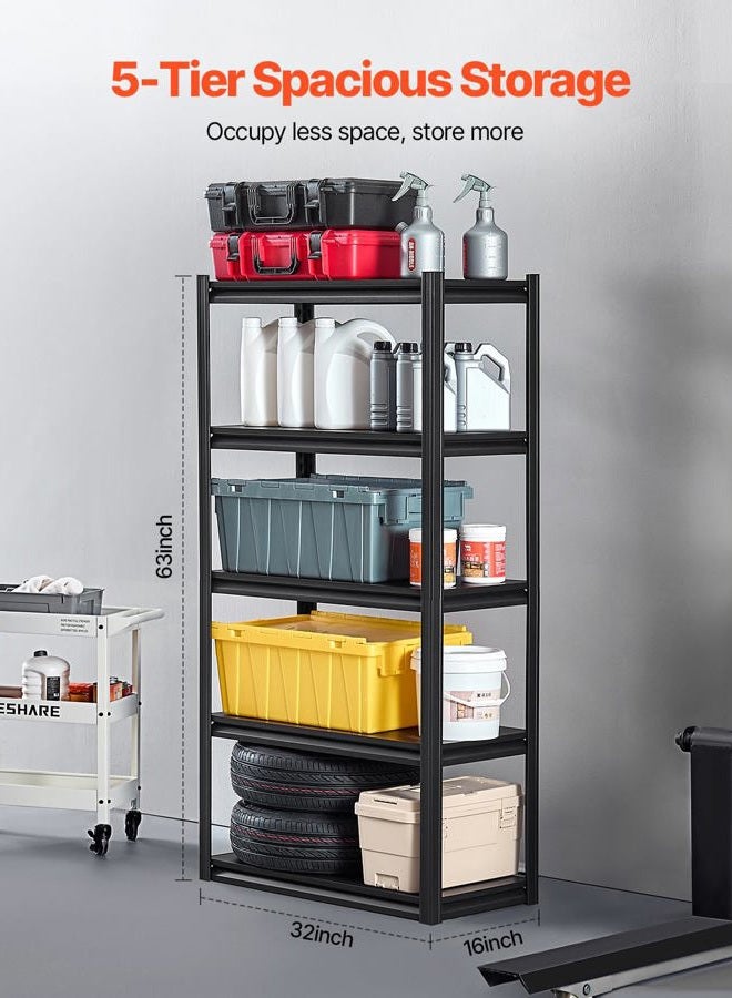 VEVOR 2000LB Storage Shelving Unit Basement Shelving Heavy Duty Adjustable Metal Workshop Shelving Unit 5 Tier 406.4 x 812.8 x 1600.2 mm Heavy Duty Shelving for Kitchen Workshop Basement Warehouse - Image 3