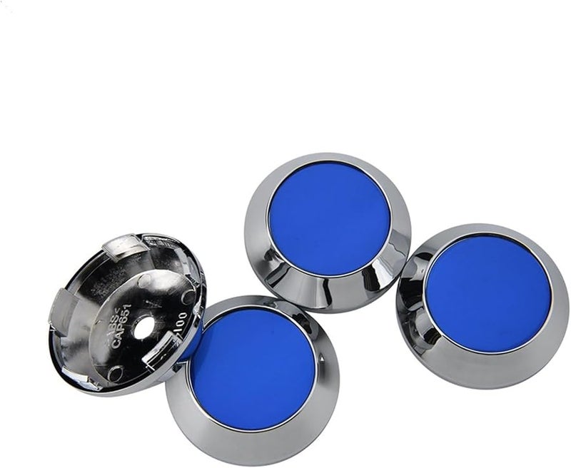 4 قطع 65 مم قطر خارجي 58 مم قطر داخلي غطاء عجلة ملصق أزرق غطاء حافة بدون شعار - Image 2