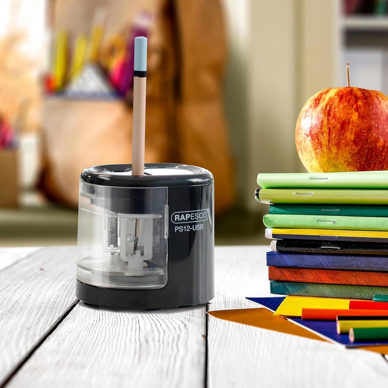 RAPESCO 1447 Automatic Electric USB/Battery Pencil Sharpener, Power Blue - Image 5