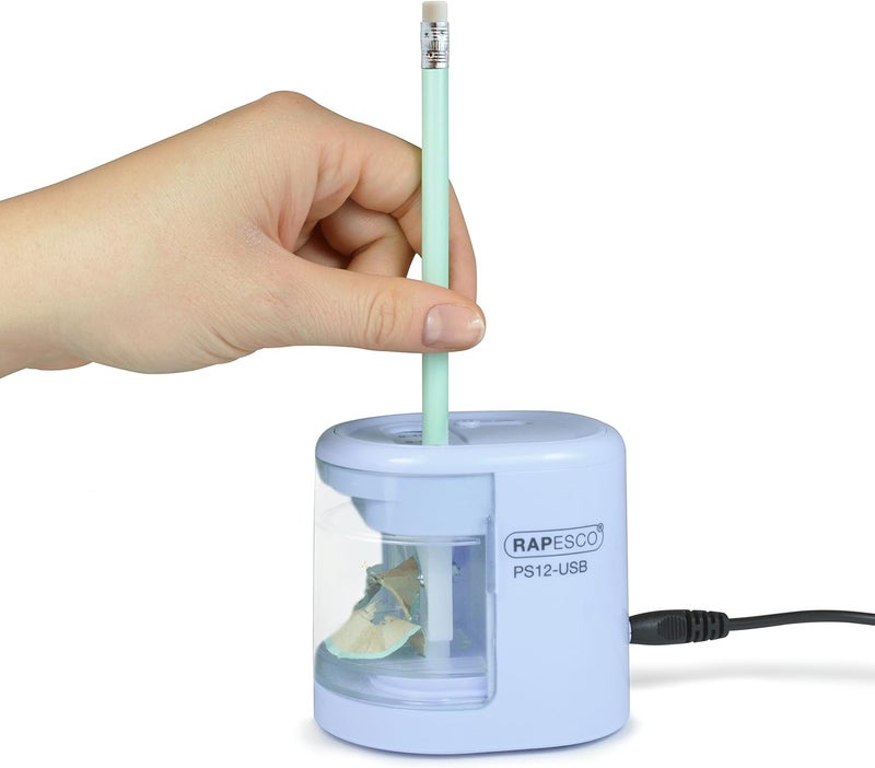 RAPESCO 1447 Automatic Electric USB/Battery Pencil Sharpener, Power Blue - Image 4
