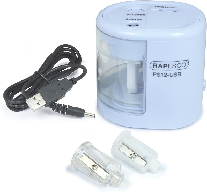 RAPESCO 1447 Automatic Electric USB/Battery Pencil Sharpener, Power Blue - Image 1