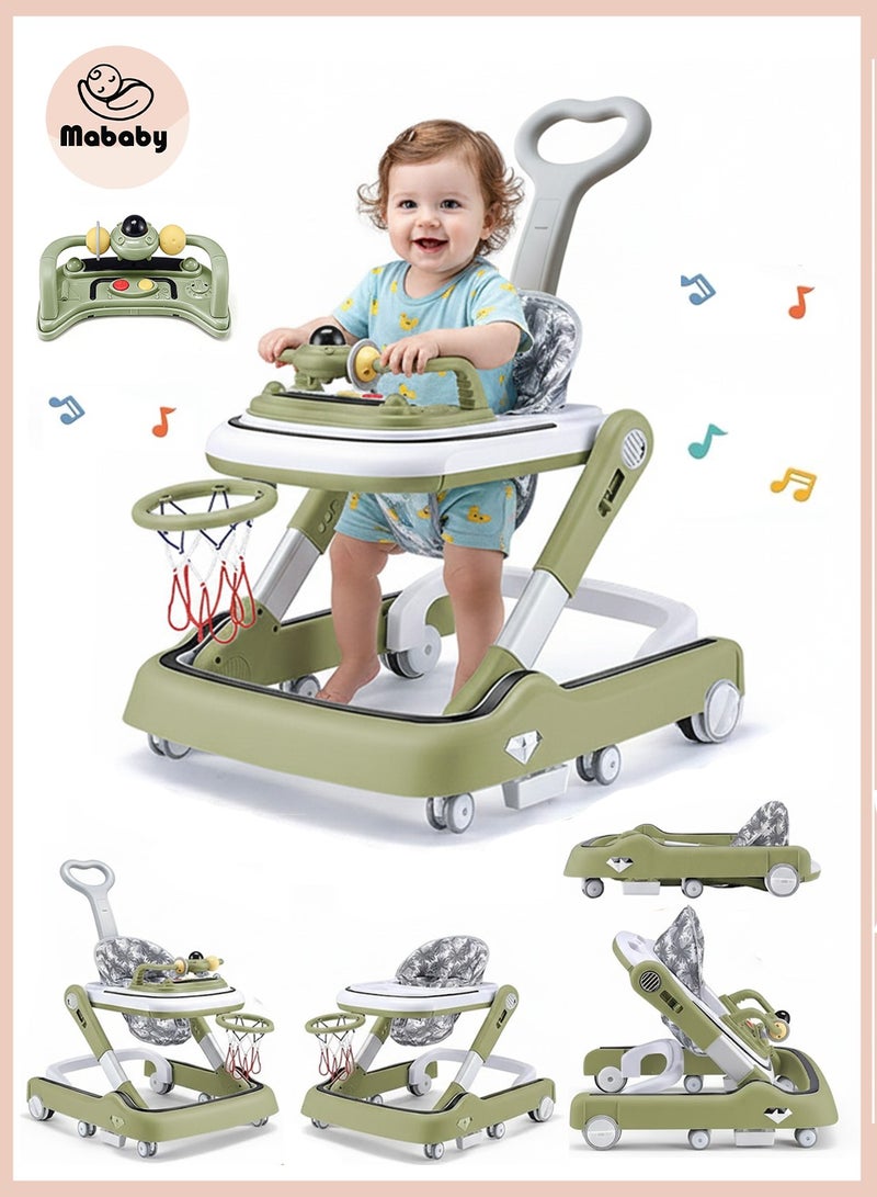 MaBaby Baby Walker,  Anti-Rollover Learning  Walker With Light, Music And Detachable Toy Tray, Push Walker(Suitablle 7-18Months), Can Sit and Push - Image 1