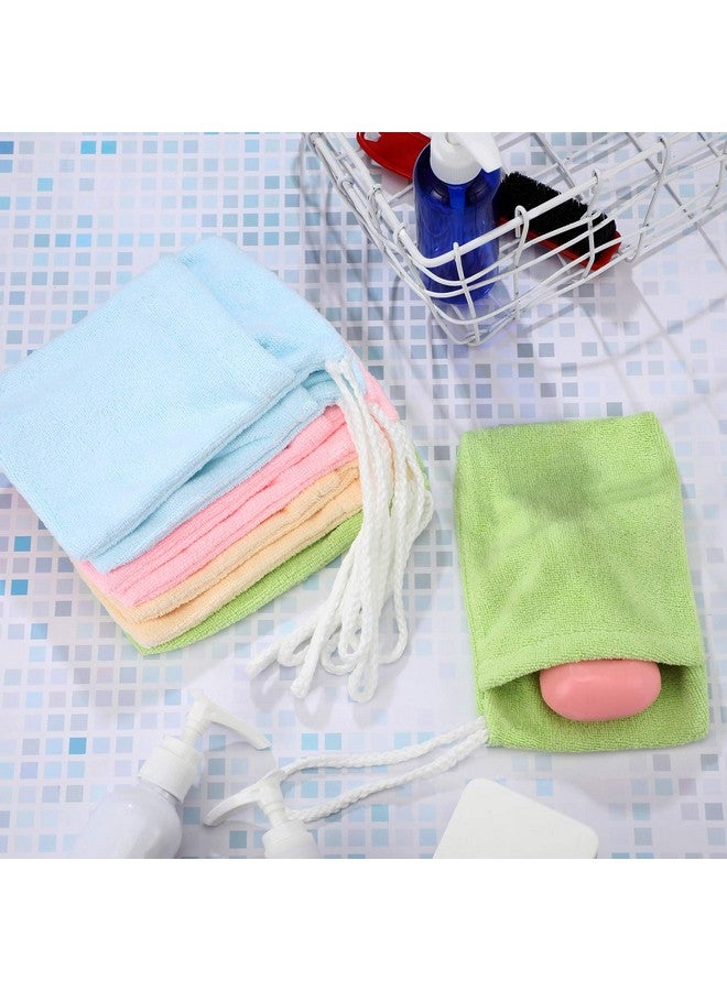 Shappy 8 Pieces Soap Holder Bag Microfiber Soap Exfoliating Saver Bag Hanging Soap Saver Pouch Colorful Soft Soap Bags for Body Face Cleaning Supply, 4 Colors - Image 3