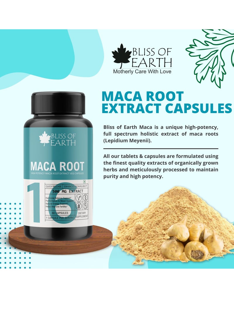 BLISS OF EARTH - Green Coffee Extract Capsules & Maca Root Extract Supplement Capsules 500mg 60 Veg Capsules For Pre Workout Energy Stamina & Endurance - Image 1