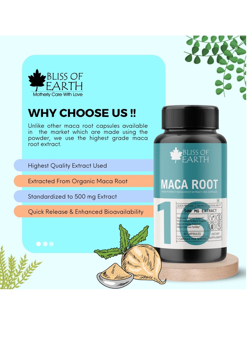 BLISS OF EARTH - Green Coffee Extract Capsules & Maca Root Extract Supplement Capsules 500mg 60 Veg Capsules For Pre Workout Energy Stamina & Endurance - Image 1
