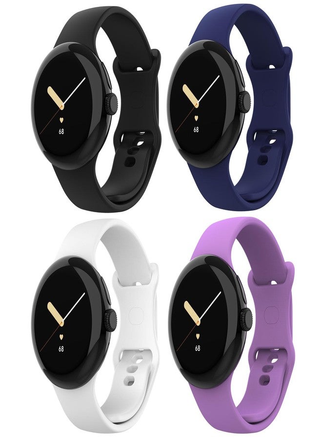 Simpeak 4-Pack Soft Silicone Sport Band Compatible with Google Pixel Watch 4 3 41mm/Pixel Watch 2 1, Wristband Straps for Women Men Replacement for Google SmartWatch 4/3 41mm, Small 5.5"-8.1" - Image 1