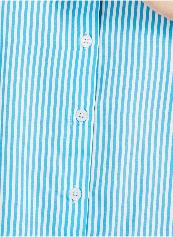 ستايلي Striped Buttoned Down 3/4th Balloon Sleeves Shirt