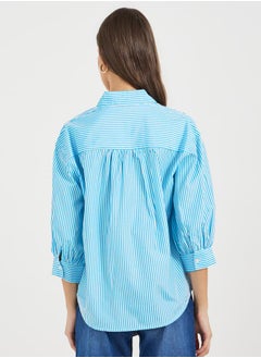 Striped Buttoned Down 3/4th Balloon Sleeves Shirt - pzsku/Z6809DCE9E4CDC98D9F0BZ/45/_/1738970553/0b7a4d5f-93ce-4b25-aaba-0f30e4c175d0