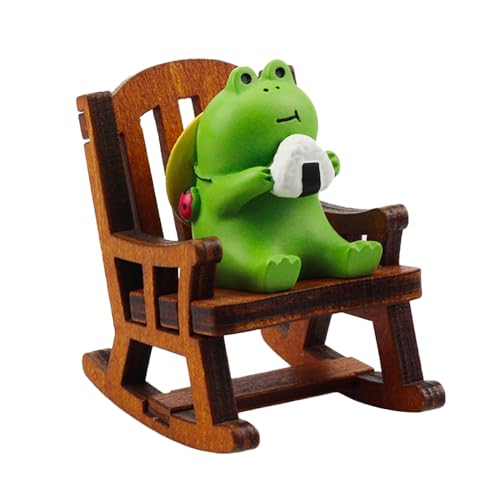 Refintural Miniature Frog Figurines Statue Cute Frog Sculpture for Outdoor Fairy Garden and Desk Decorations Adorable Frog Figurine Statue Decor for Plant Shelf Desk Office BedroomChair - Image 1