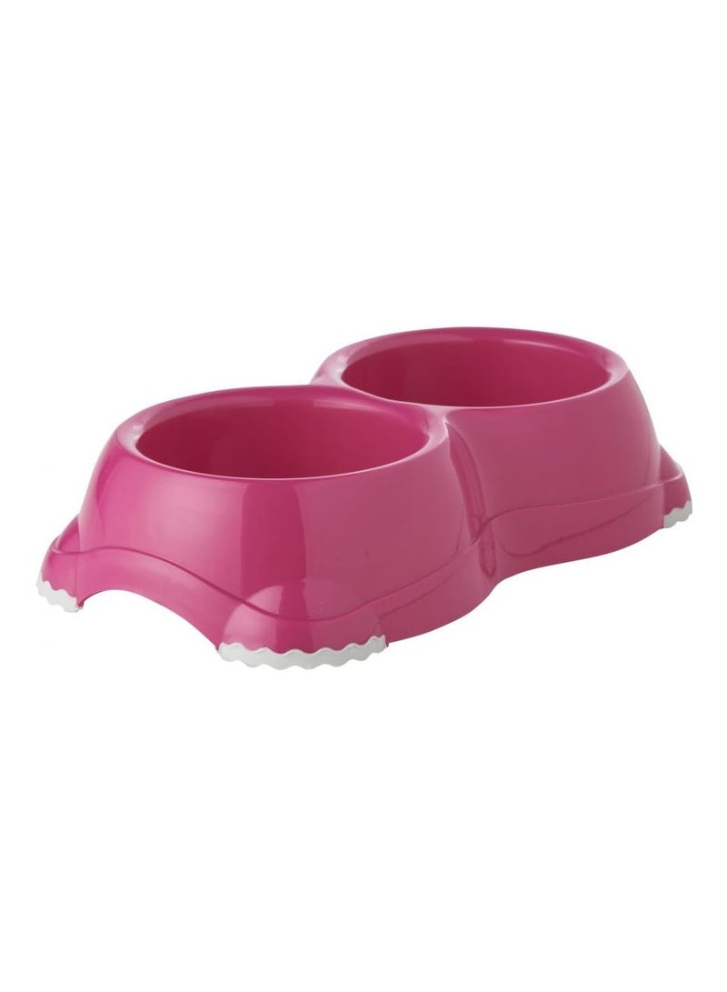 Moderna Smarty Double Bowl for Pets,Food & Water Dish | Compact & Durable | Pink | 2 x 330ML - Image 1