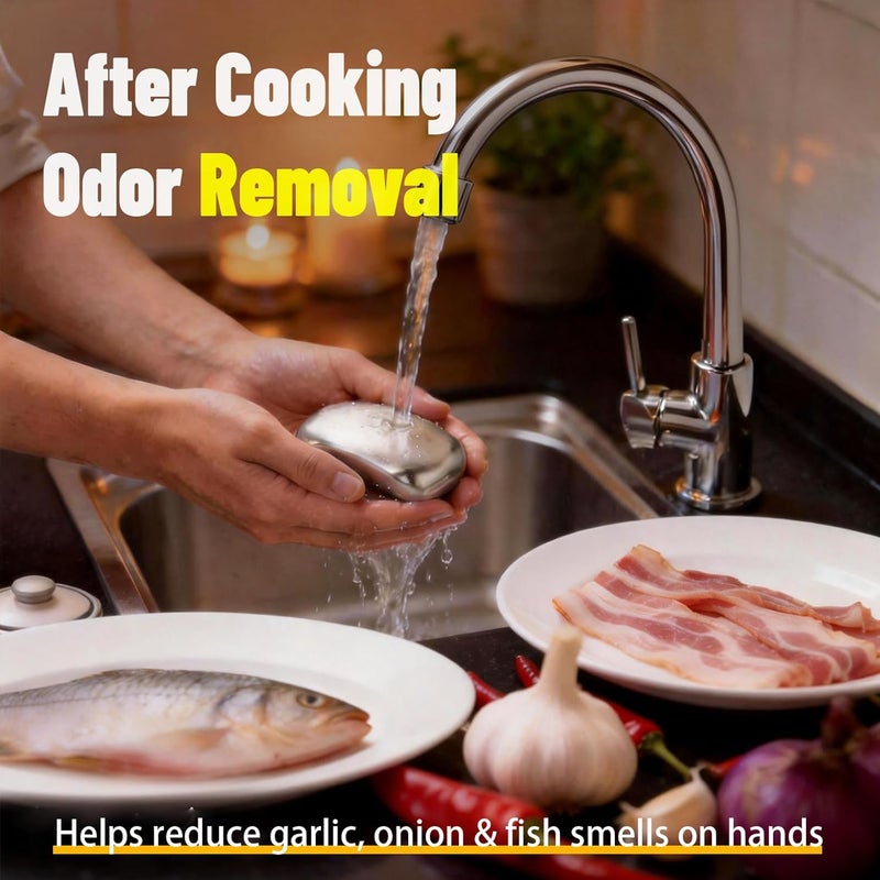 HOOPLE Stainless Steel Soap Bar Odor Remover, Metal Odor Eliminator for Hands, Kitchen & Outdoor Use, Steel Soap Bar Removes Garlic, Onion, Fish Odors, Dishwasher Safe - Image 5