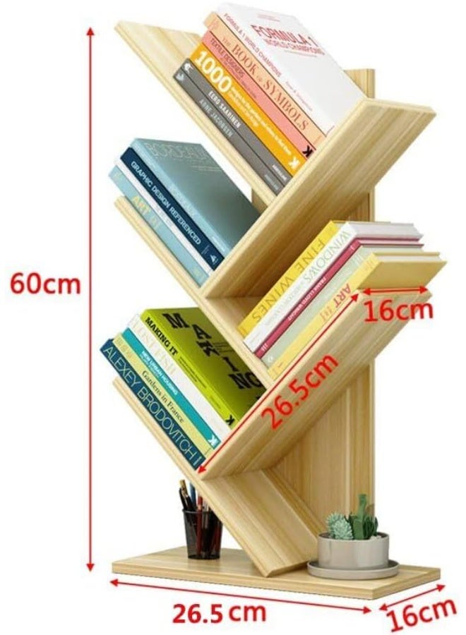 FALAHOM Tree Bookshelf, 5 -Tier Book Storage Organizer Shelves Floor Standing Bookcase, Wood Storage Rack for Office Home School Shelf Display for Cd/Magazine - Image 3