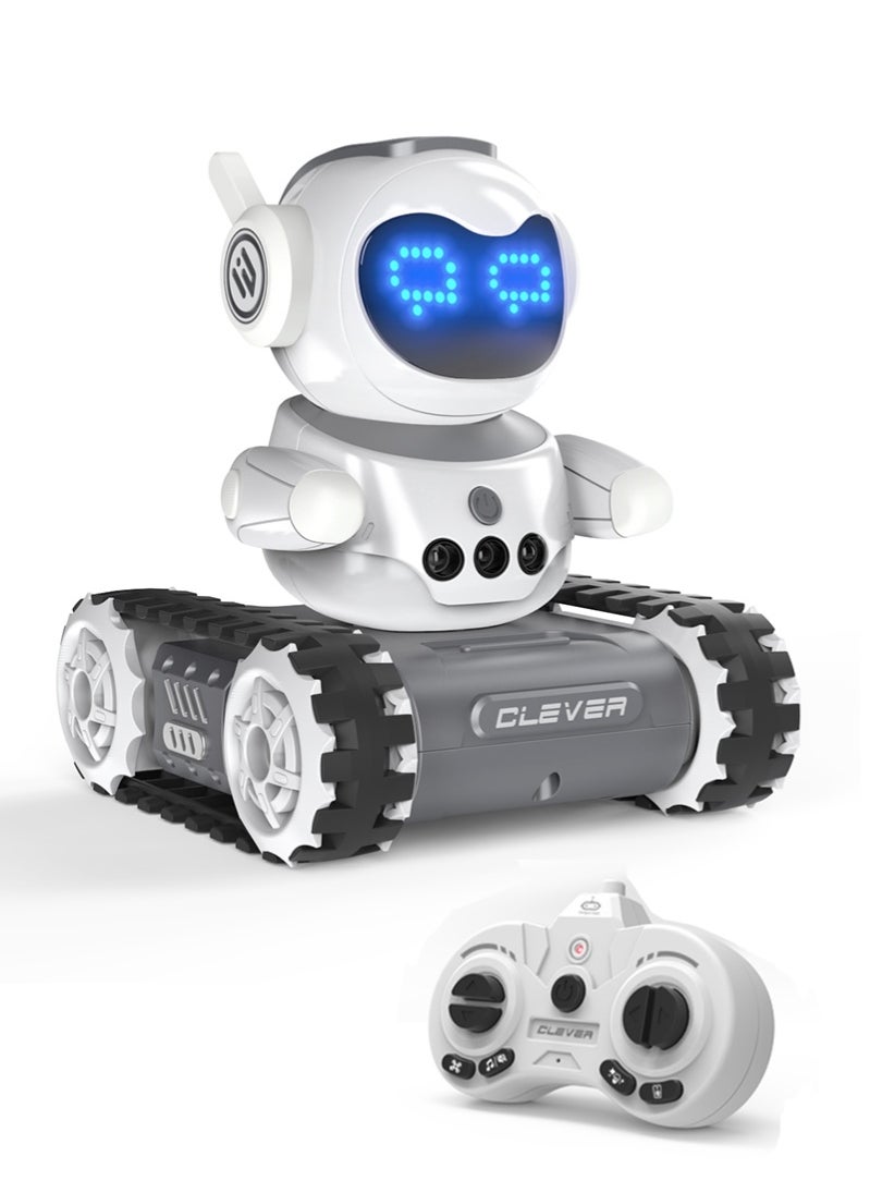 HouDeOS Robot Toy- Rechargeable RC Kids Robots Emo Robot with Lights Music Intercom and Programming Functions  - Image 1